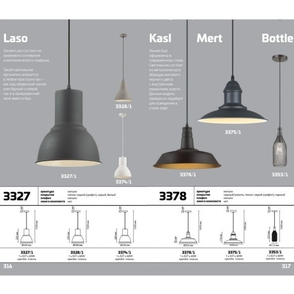 Подвесной светильник с 1 плафоном Odeon Light 3374/1 LASO под лампу 1xE27 60W Подвесной светильник с 1 плафоном Odeon Light 3374/1 LASO под лампу 1xE27 60W