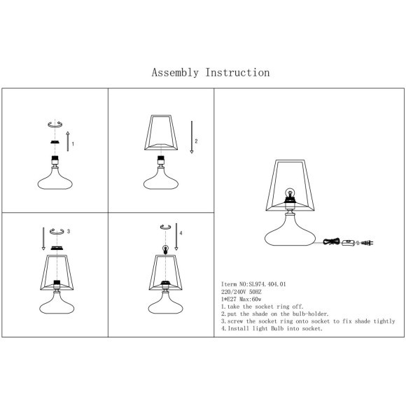 SL974.404.01 Прикроватная лампа ST-Luce Хром, Дымчатый/Черный, Белый E27 1*60W AMPOLLA