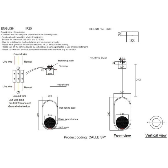 Светильник подвесной Crystal Lux CALLE SP1 BRASS