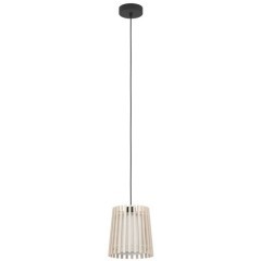 900902 Подвесной светильник (люстра) FATTORIA, 1X40W (E27), ?200, сталь, черный / дерево, текстиль,