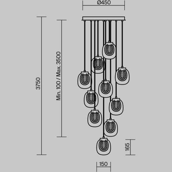 Подвесной светильник Maytoni MOD367PL-L30BBSK