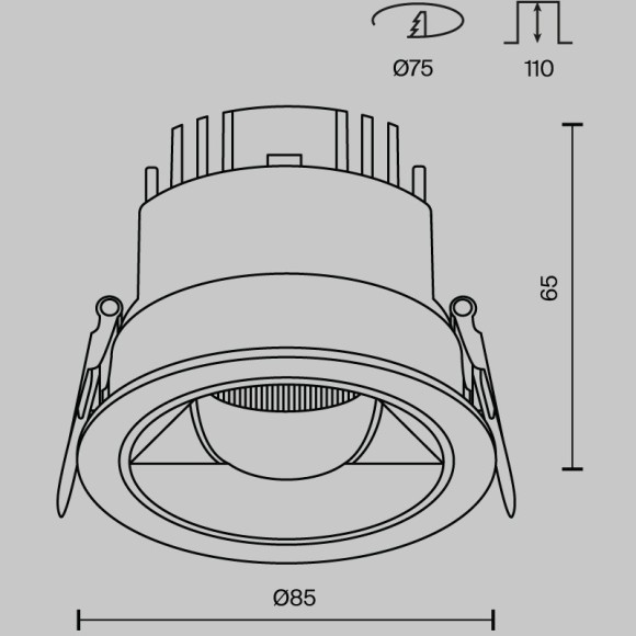 Встраиваемый светильник Maytoni Parete 2700К-3000K-4000К 12Вт 36° DL100-12W2.7-3-4K-RD-W