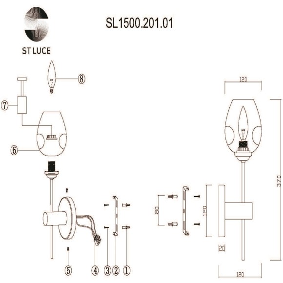 SL1500.201.01 Светильник настенный ST-Luce Золотистый/Янтарный E14 1*40W FOVIA