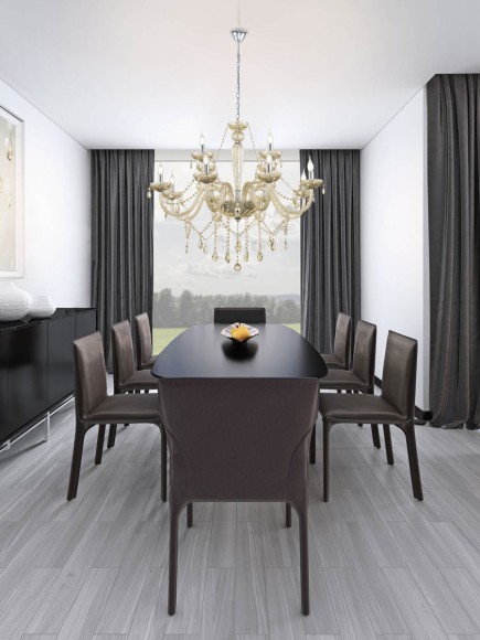 39094 BASILANO Подвесной потолочный светильник люстра классика с 12 лампами E14, 480Вт, хромированный, коричневое стекло