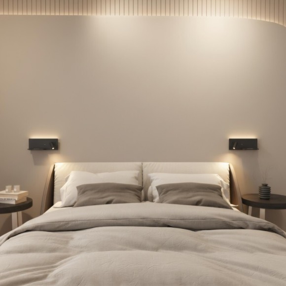 Светильник настенный DK5093-BK Denkirs с функцией беспроводной зарядки телефона CHARGELUX USB-A  usb type-c, 3Вт+8Вт, 3000К