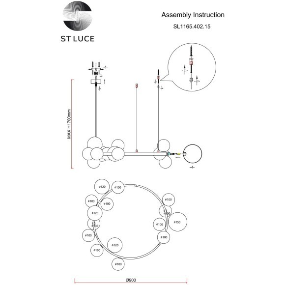 SL1165.402.15 Светильник подвесной ST-Luce Черный/Прозрачный G4 15*5W NECTON