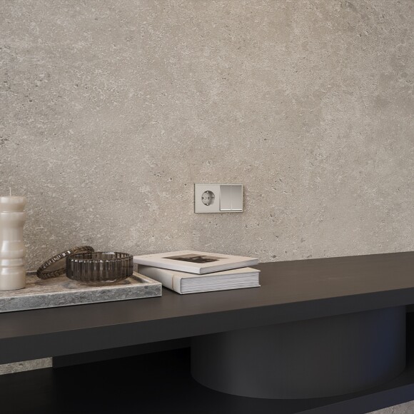 Накладка для розетки с заземлением, S70 Metal (никель)