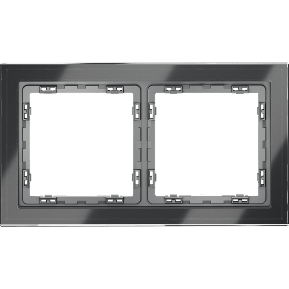 Рамка стеклянная VOLTUM S70 на 2 поста, (графит, стекло)