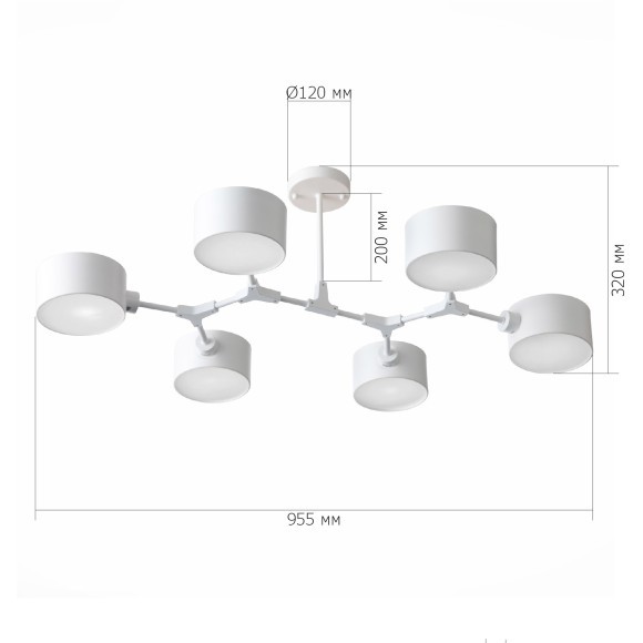 SLE183502-06 Светильник потолочный Белый/Белый E14 6*60W GIMENTO