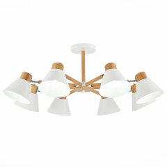 SLE103702-08 Светильник потолочный Светлое дерево, Белый/Белый E27 8*60W BUVE SLE103702-08 Светильник потолочный Светлое дерево, Белый/Белый E27 8*60W BUVE