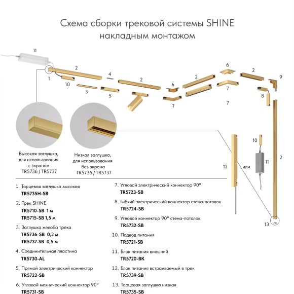 Магнитный шинопровод 1м Denkirs Shine 48V TR5710-SB