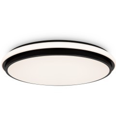 Freya Pie FR6086CL-L117B Диммируемый потолочный LED-светильник хай-тек с пультом на площадь до 18 м2, 96 Вт, 3000-7000К, CRI 80, 6847 лм, 180°, основание черный металл, плафон белый пластик, диаметр 400 мм, высота 60 мм