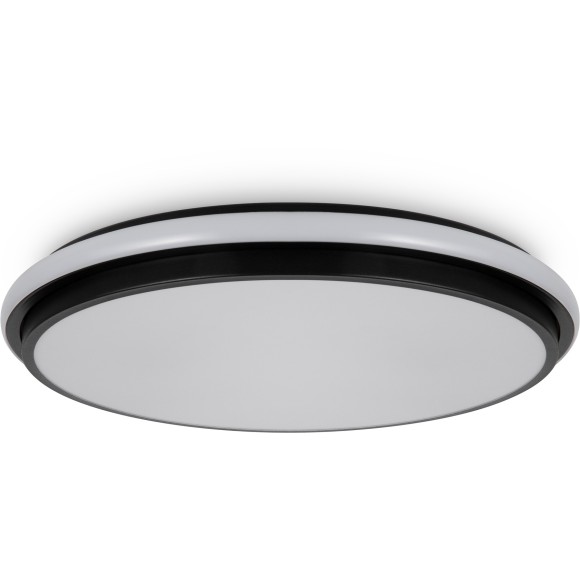 Freya Pie FR6086CL-L117B Диммируемый потолочный LED-светильник хай-тек с пультом на площадь до 18 м2, 96 Вт, 3000-7000К, CRI 80, 6847 лм, 180°, основание черный металл, плафон белый пластик, диаметр 400 мм, высота 60 мм