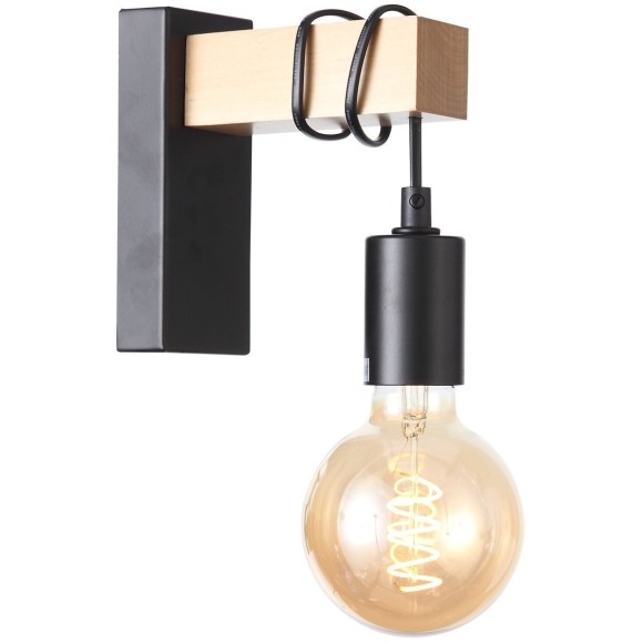 SL1142.401.01 Светильник настенный Черный, Светлое дерево E27 1*60W BAGETTI