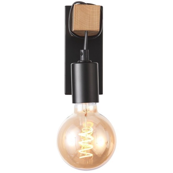 SL1142.401.01 Светильник настенный Черный, Светлое дерево E27 1*60W BAGETTI