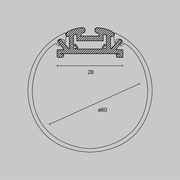Алюминиевый профиль подвесной ALM-D60-S-2M