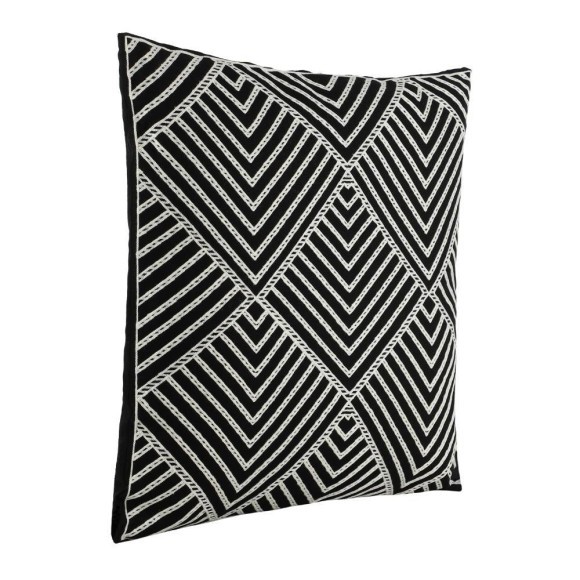 420005 CHEVERY Подушка декоративная, наволочка 100% хлопок белый/черный, наполнитель полиэстер, L450 B450