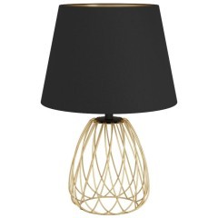 390039 Настольная лампа JAZMINIA, 1x40W, E27, H455, ?300, основание: ?195, сталь, черный, латунь/тек