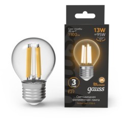 105802113 Светодиодная лампа Gauss Шар 13W 1100Lm 2700K E27 105802113 Светодиодная лампа Gauss Шар 13W 1100Lm 2700K E27