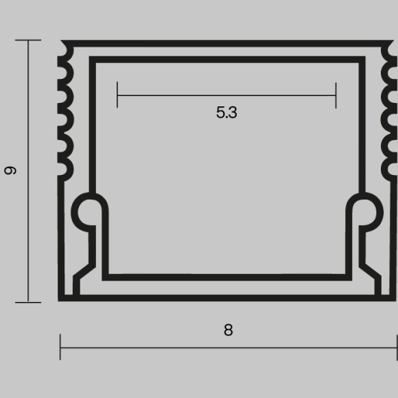 Алюминиевый профиль накладной 8x9 (Черный, 2 м), ALM-0809-B-2M 631002 Алюминиевый профиль накладной 8x9 (Черный, 2 м), ALM-0809-B-2M 631002