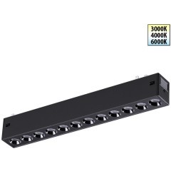 359930 Черный трековый линейный светильник 22см с перекл. цв. темп. 3000;4000;6000К (токопроводящий) 220В 10Вт 24° 650Лм CRI90 Novotech VECTOR