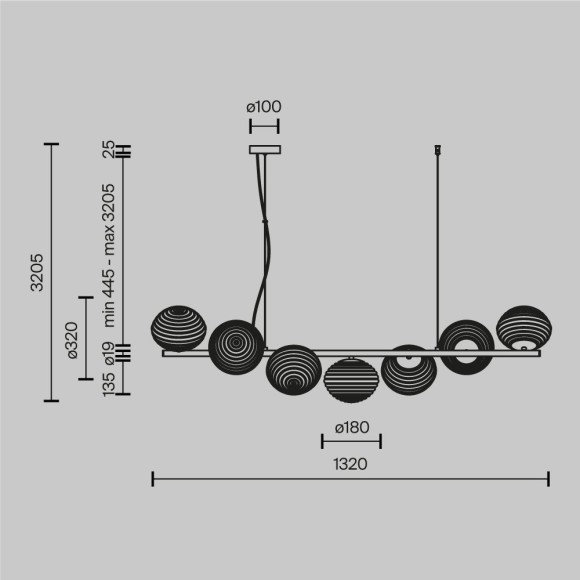 Подвесной светильник Maytoni MOD268PL-07G Подвесной светильник Maytoni MOD268PL-07G