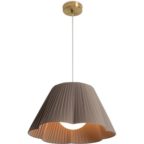 FR2056PL-01BR Подвесной светильник латунный с коричневым тканевым плафоном Freya Sylvia