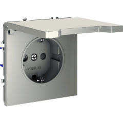 Розетка встраиваемая VOLTUM S70 с заземлением, защитными шторками и крышкой 16А, (шелк)