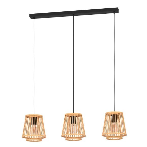 43853 EGLO HYKEHAM Потолочный светильник с 3 лампами E27, 120Вт, металл, дерево, черный, коричневый