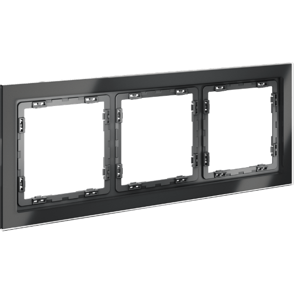 Рамка стеклянная VOLTUM S70 на 3 поста, (графит, стекло)