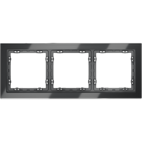 Рамка стеклянная VOLTUM S70 на 3 поста, (графит, стекло)