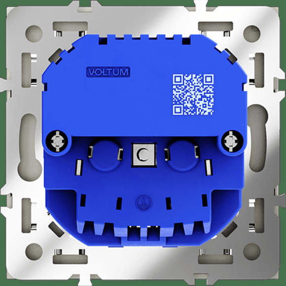 Розетка встраиваемая VOLTUM S70 с заземлением и защитными шторками, 16А, с USB, A+A, (сталь)