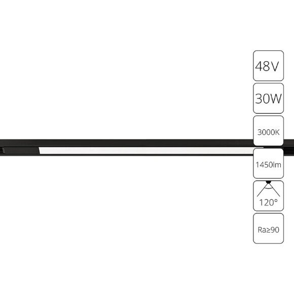 A7285PL-1BK Трековый магнитный светодиодный светильник Arte Lamp Optima CRI90+ 3000К 1450Лм 120° 30Вт A7285PL-1BK Трековый магнитный светодиодный светильник Arte Lamp Optima CRI90+ 3000К 1450Лм 120° 30Вт