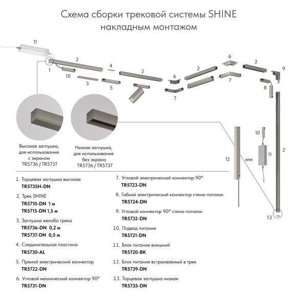 Магнитный шинопровод 1.5м Denkirs Shine 48V TR5715-DN