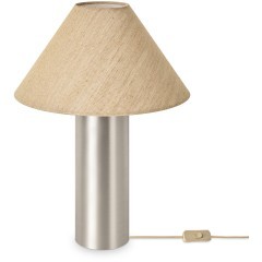 Freya Zoe FR5632TL-01N Современный настольный светильник с доп. сенсорным выключателем на основании, лампа 1xE27 до 60 Вт, основание металл цвета никель и коричневый тканевый абажур