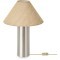 Freya Zoe FR5632TL-01N Современный настольный светильник с доп. сенсорным выключателем на основании, лампа 1xE27 до 60 Вт, основание металл цвета никель и коричневый тканевый абажур