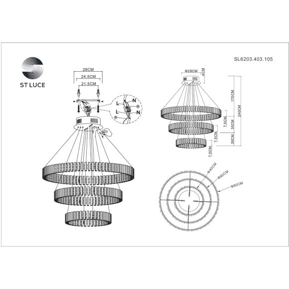 SL6203.403.105 Люстра подвесная ST-Luce Черный/Белый LED 1*105W 3000K ESTENSE SL6203.403.105 Люстра подвесная ST-Luce Черный/Белый LED 1*105W 3000K ESTENSE