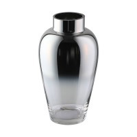 421364 KENYASI Декоративная ваза H325, Ø180, стекло, прозрачный, серебряный, зеркальный