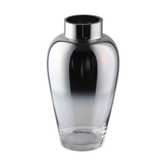 421364 KENYASI Декоративная ваза H325, Ø180, стекло, прозрачный, серебряный, зеркальный 421364 KENYASI Декоративная ваза H325, Ø180, стекло, прозрачный, серебряный, зеркальный