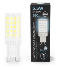 107009206 Лампа Gauss G9 AC185-265V 5,5W 560lm 4100K керамика LED 1/10/200 107009206 Лампа Gauss G9 AC185-265V 5,5W 560lm 4100K керамика LED 1/10/200