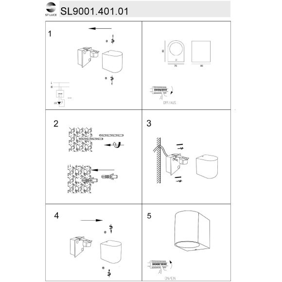 SL9001.401.01 ST Luce BORGO Уличный настенный светильник, GU10,1х5W, черный