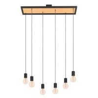43725 CONSETT Подвесной люстра с 6 лампами E27, 240Вт, дерево, сталь, коричневый, черный, L780