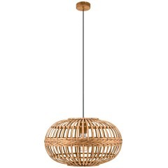 49771 Подвес AMSFIELD, 1х60W(E27), Ø380, H1100, сталь, коричневый/дерево(бамбук), коричневый