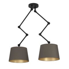 390199 PISTUNIO Люстра потолочная с 2 лампами E27, тканевый коричневый абажур, черная арматура