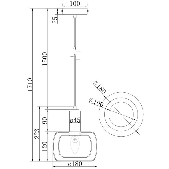 Подвесной светильник с 1 плафоном Maytoni MOD411PL-01G Vision под лампу 1xE14 60W Подвесной светильник с 1 плафоном Maytoni MOD411PL-01G Vision под лампу 1xE14 60W