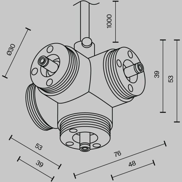 Х-образный вертикальный коннектор для системы Maytoni Shelf с вводом питания CA019L4C-P-B