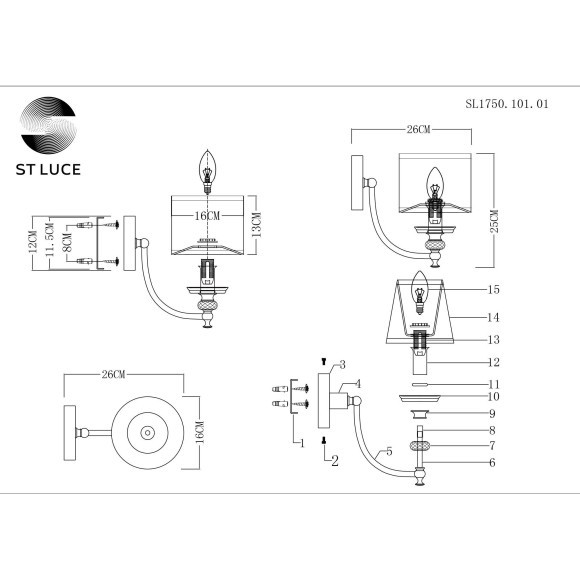 SL1750.101.01 Светильник настенный ST-Luce Никель/Золотистый E14 1*40W CORESIA SL1750.101.01 Светильник настенный ST-Luce Никель/Золотистый E14 1*40W CORESIA