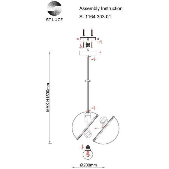 SL1164.303.01 Светильник подвесной ST-Luce Латунь/Белый E27 1*60W LAICO
