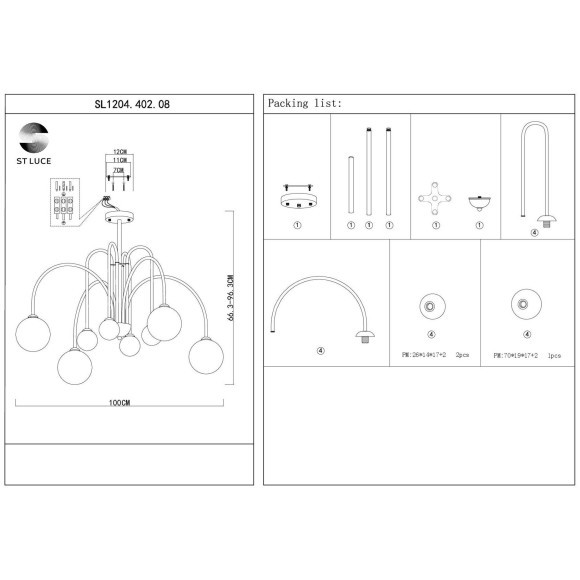 SL1204.402.08 Люстра потолочная ST-Luce Черный/Белый G9 8*5W JINETO SL1204.402.08 Люстра потолочная ST-Luce Черный/Белый G9 8*5W JINETO