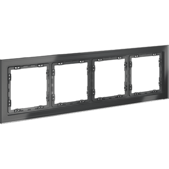 Рамка стеклянная VOLTUM S70 на 4 поста, (графит, стекло)